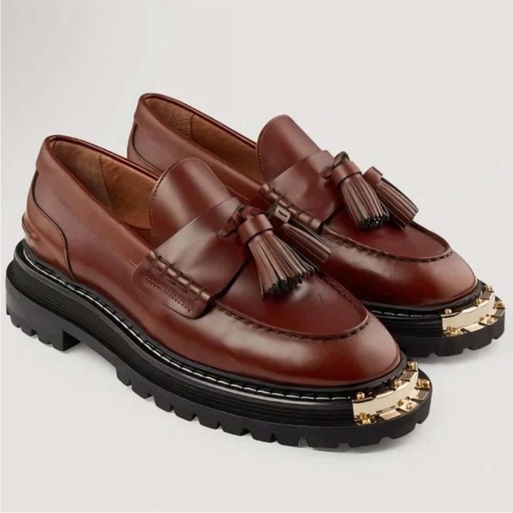 Sandro Loafers Jackson Iron Thick-Soled Tassel in Brown Leather - Picture 1 of 9